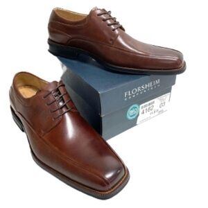 Florsheim cognac brown leather lace up oxford dress shoes NIB size 11.5D
